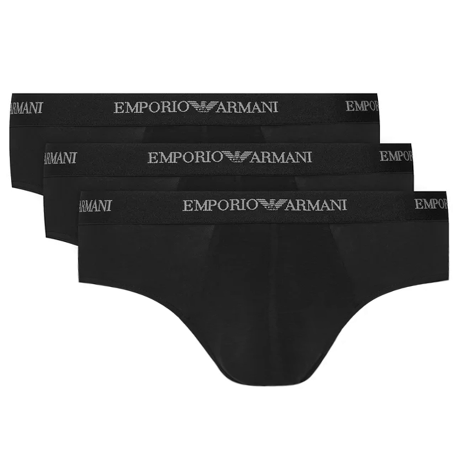 Armani slips met logo band 3 pack zwart